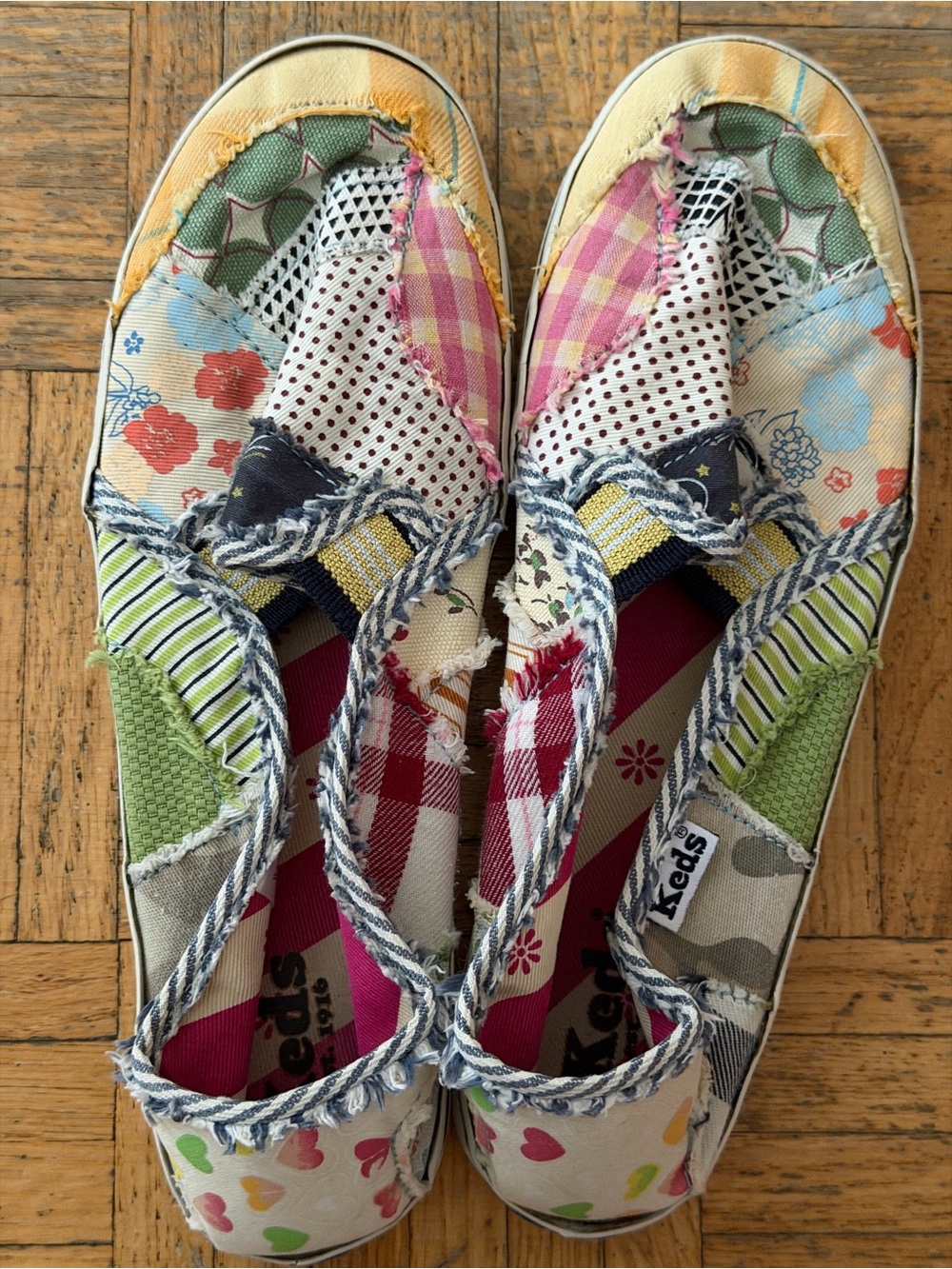 Keds Multi-Print Patchwork Slip-On Sneakers - Colorful Hearts & Plaid